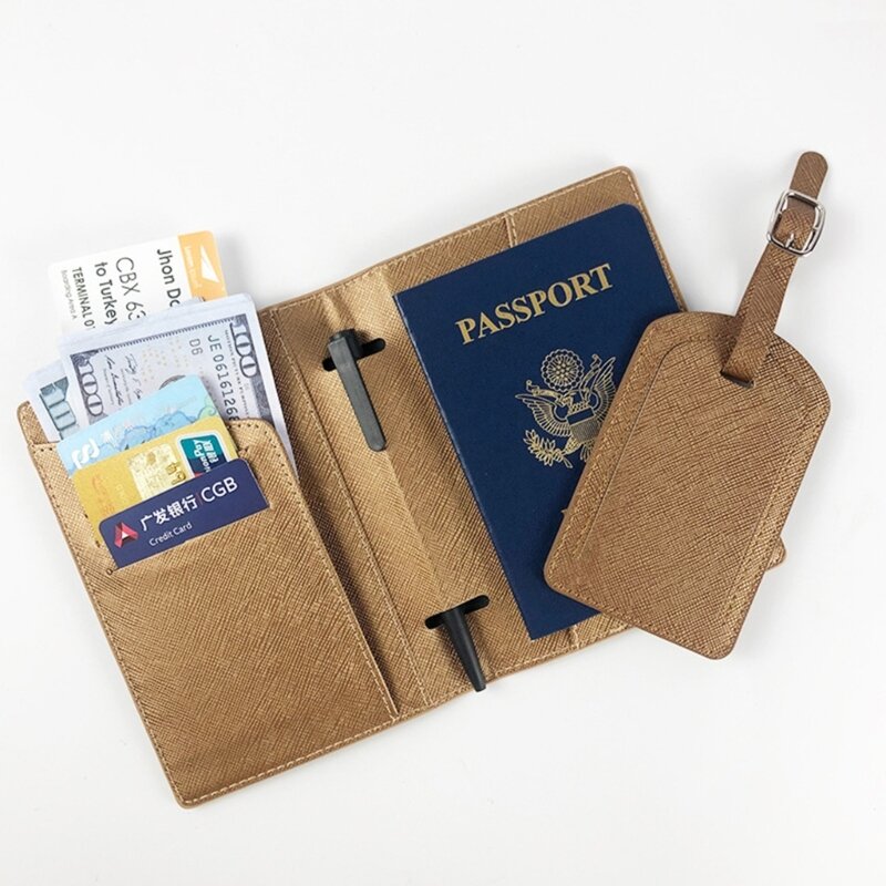 Porta-passaporte couro PU etiqueta bagagem presente casamento da para casal amante