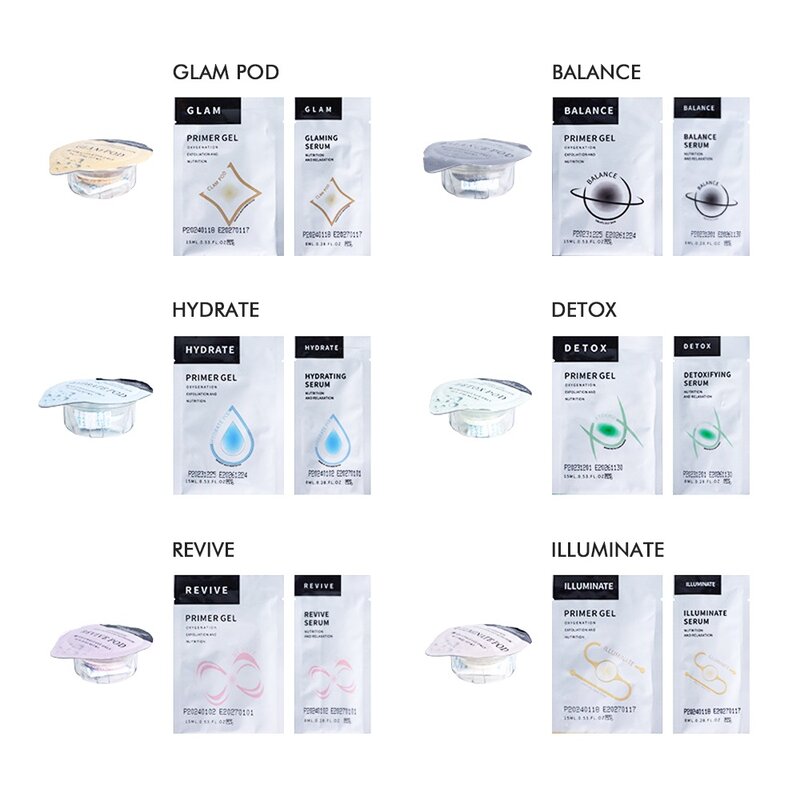 Glam Revive Hydrate Detox Illuminate kit Pods Serum Facial SPA Serum For Bubble Beauty Machine Facial Aqua CO2 Serum Gels