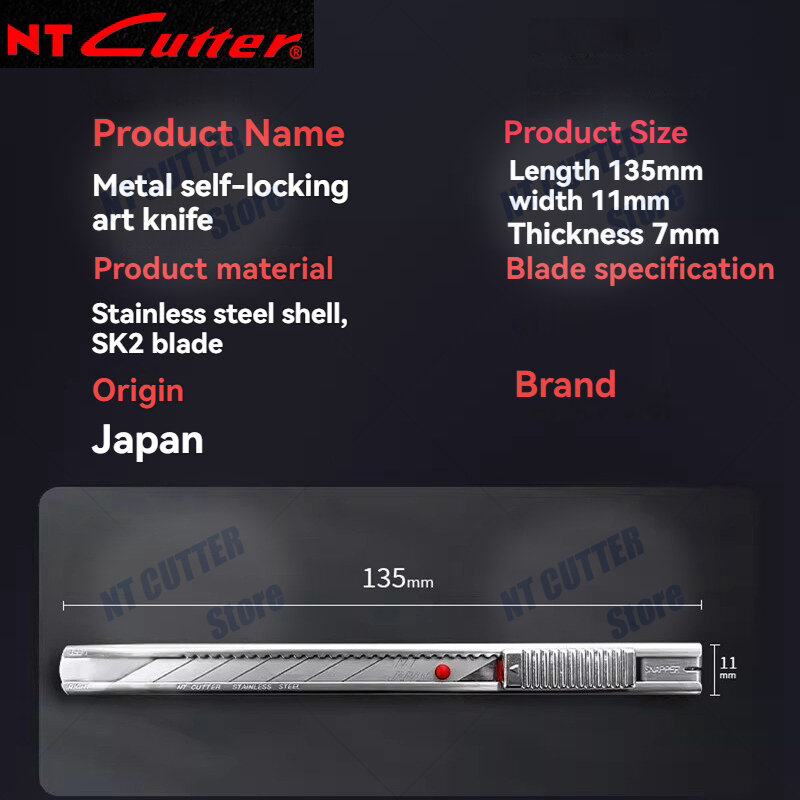NT CUTTER AD-2P Kleiner 30-Grad-Papierschneider A-1P 58-Grad-Multifunktionsmesser mit 9 mm Breite, Edelstahl-Messerhalter, verwendet für: Autofolierung. Die Klinge beschädigt das Glas nicht