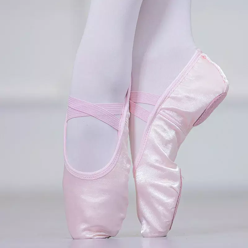 Pure ซาตินเนื้อสีชมพูสีฟ้าจากเด็ก23ผู้หญิง43เด็ก Pointe รองเท้าเต้นรำรองเท้าแตะ Ballerina Practice รองเท้าบัลเล่ต์