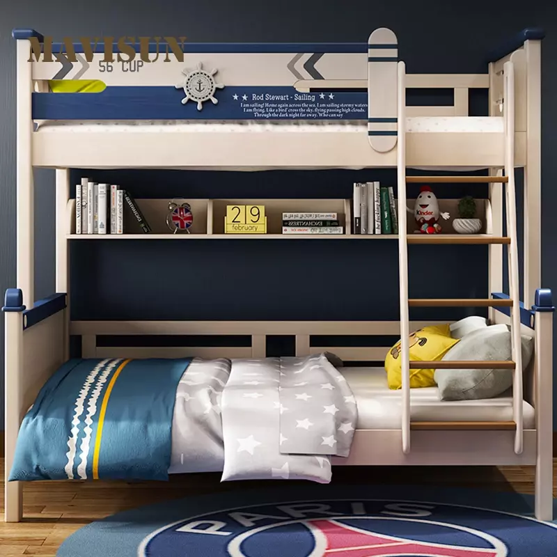 bed All Solid Wood Children's  And Mother  Adult Birch Multi-Functional High And Low  Under The  Wooden  Bunk