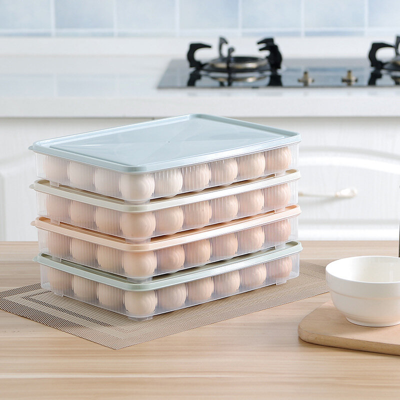 WBBOOMING-caja de plástico para almacenamiento de huevos, refrigerador de cocina, conservación del hogar, para dumplings