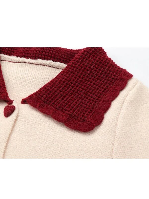 Женский кашемировый свитер, Свободный Повседневный однобортный вязаный пуловер с отложным воротником, Элегантный мягкий Милый джемпер в стиле ретро