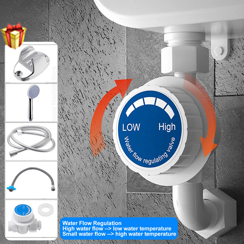 Aquecedor de água quente instantâneo para banheiro, torneira do chuveiro, plugue da UE, display digital, casa de campo, chalé, hotel, 220v, 3500w