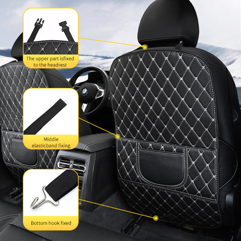 Car Seat back Anti Kick Pad Protector Cover Car Interior Accessories  Waterproof  Anti Dirty Mat PU Leather Cover Protector Mat