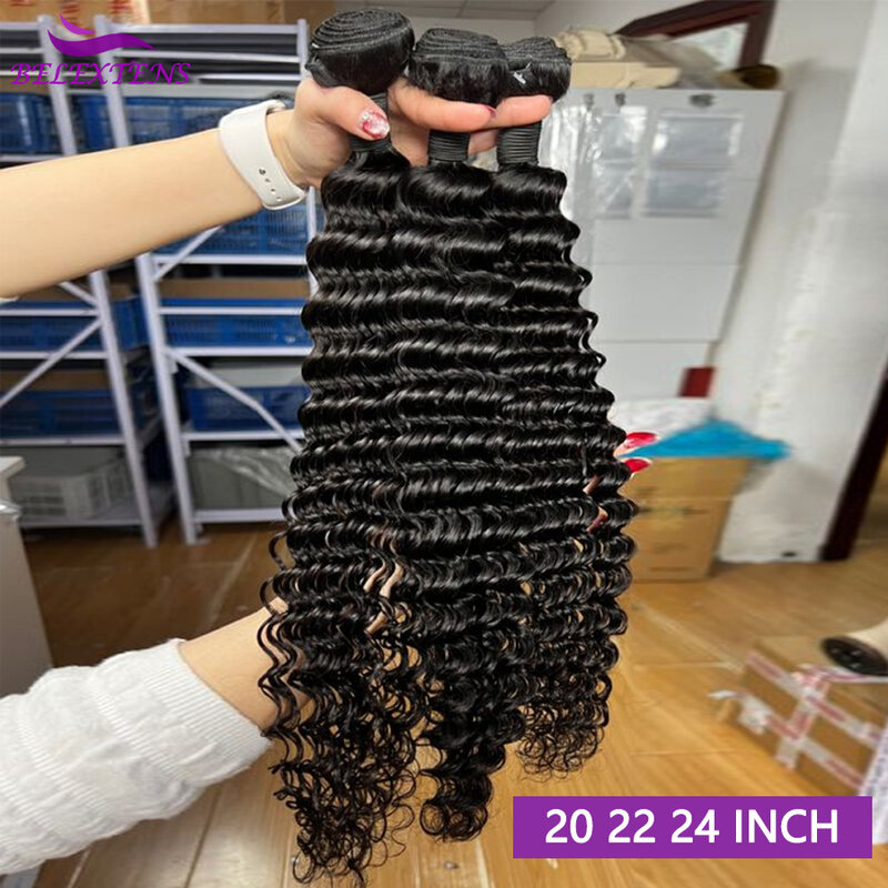 Bundel gelombang dalam 18 20 22 inci bundel rambut manusia mentah Brasil 12A bundel rambut tebal kualitas terbaik jalinan pengiriman 3 hingga 5 hari