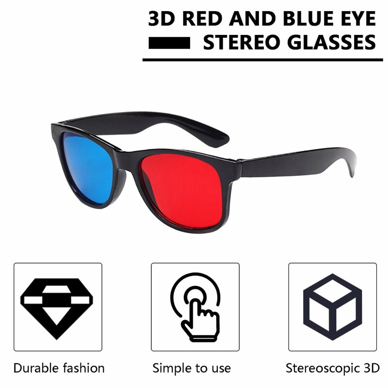 Kacamata 3D Universal, bingkai Video Anaglyph dimensi TV kacamata Game DVD warna merah dan biru