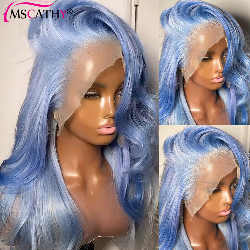 Body Wave Lace Front Pruik Voor Vrouwen Menselijk Haar Meer Blauw Pretokkeld Haarlijn Brazilian Remy Hair 13X4 Hd Transparant Lace Pruiken