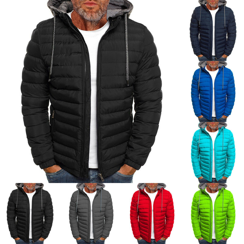 2023 남성용 두꺼운 면 체크 무늬 재킷, 캐주얼 단색, 고품질, 겨울 신상