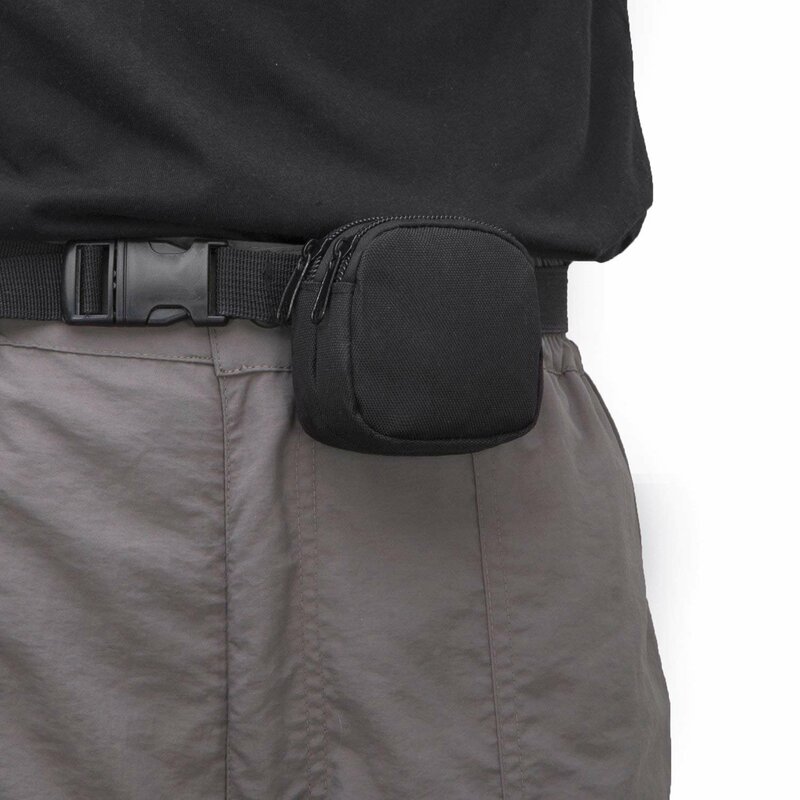 2 Pcs Small Outdoor Pouch,Mini Purse Organizer Army Molle Gear Waterproof Dual Layer Pockets - Black & Digital Camo