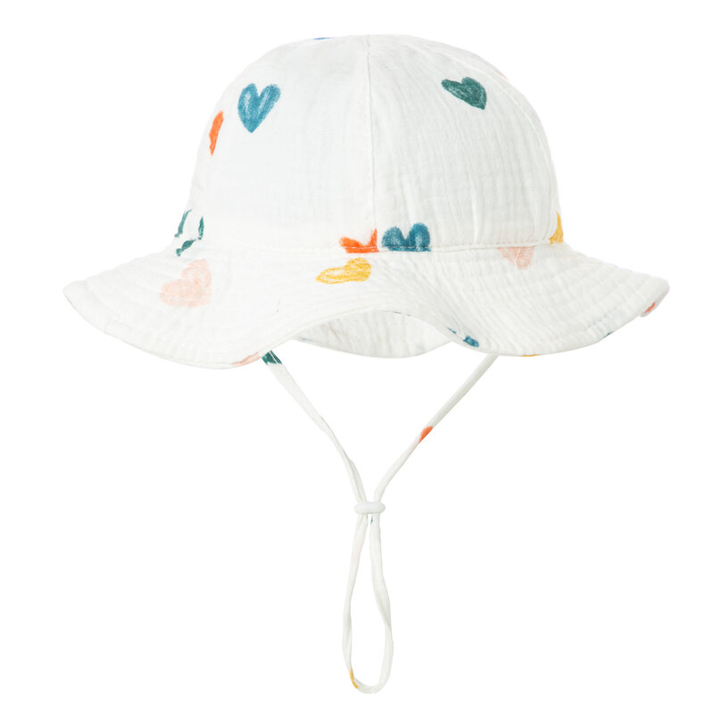 Dziecko kapelusz bawełniany nowe dzieci z filtrem przeciwsłonecznym czapki na zewnątrz chłopców dziewczynek drukuje kapelusz Panama Unisex kapelusz wędkarski plażowy na 3-12 miesięcy