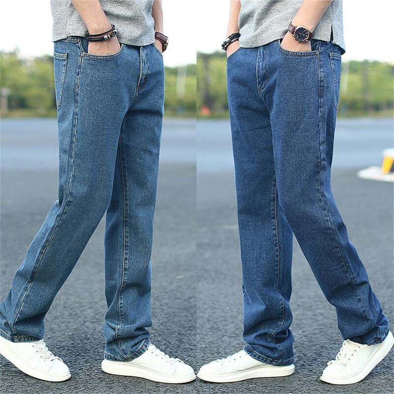 2022 wiosenne letnie męskie cienkie proste nogawki luźne jeansy w stylu klasycznym zaawansowane Stretch workowate spodnie męskie dżinsy z szeroką nogawką spodnie