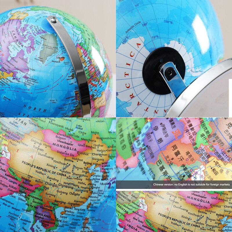 地理教育教育用装飾用品、世界地図、英語版、LEDライト、20 cm、25cm