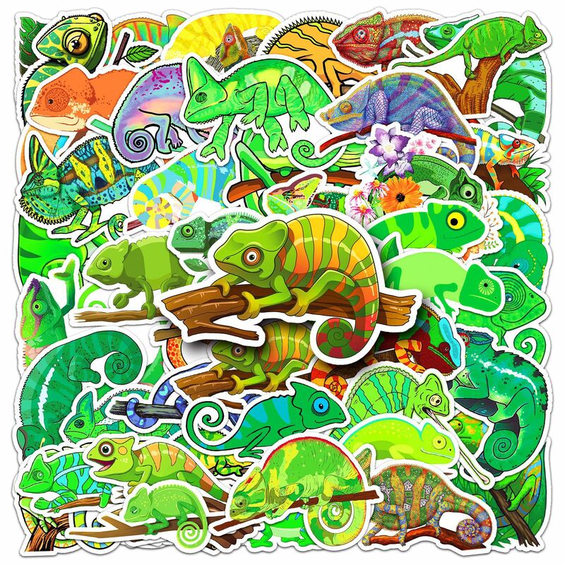 Desenhos animados Chameleon Series Graffiti Adesivos, Adequado para Laptop, Capacetes, Decoração Desktop, Brinquedos DIY, Atacado, 50pcs