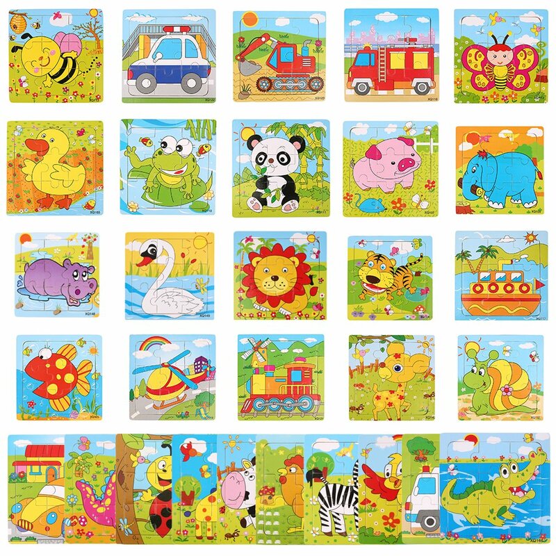 New Creative Kids Child Baby Colors Wooden Cartoon Animal Contemporary Puzzle and Board Games Worldwide sale