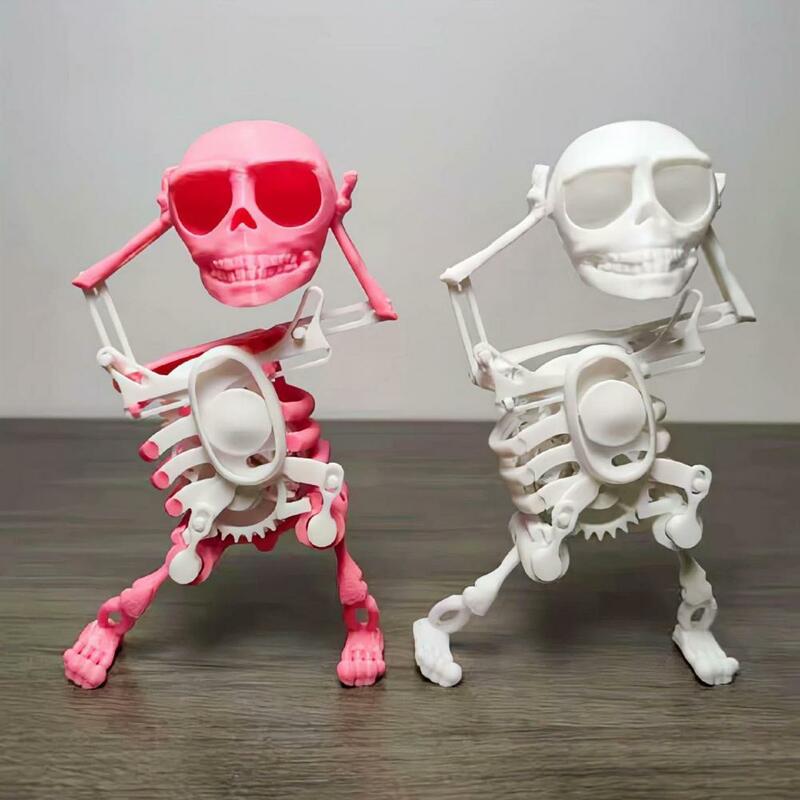 미니 3D 프린트 춤추는 해골 장난감, 재미있는 생일 선물, 용수철 시계 탁상