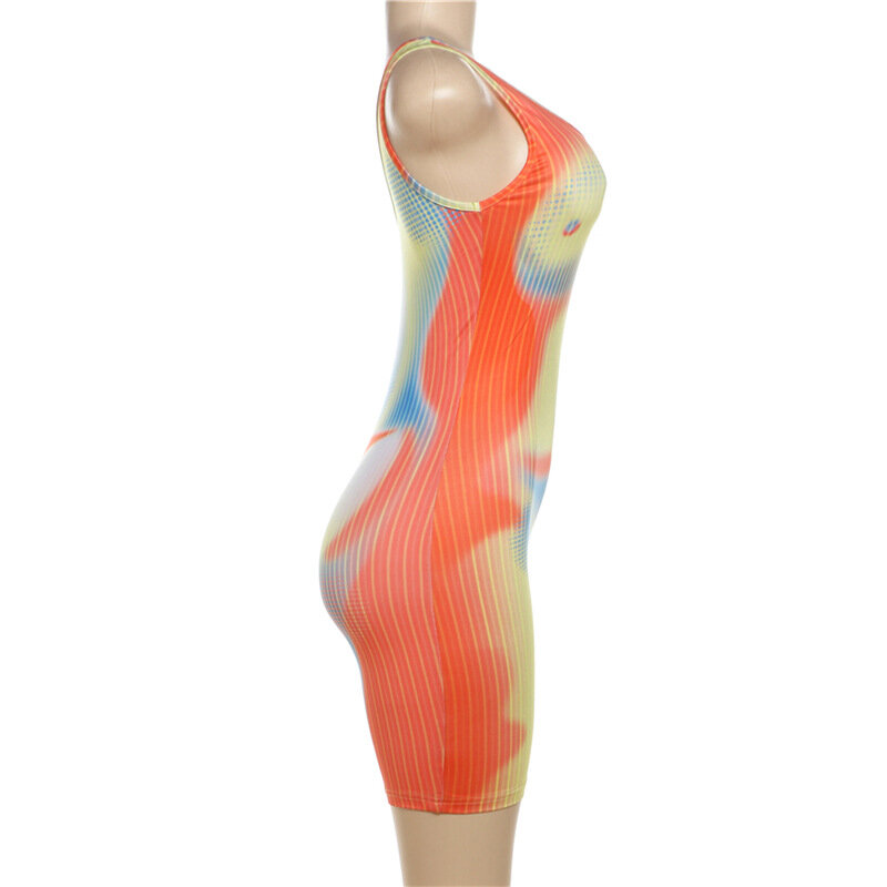 3D Body Print Farbverlauf Sommer Tank Spiel anzüge Frauen sexy ärmellose rücken freie dünne lässige Streetwear Stram pler Club Overalls