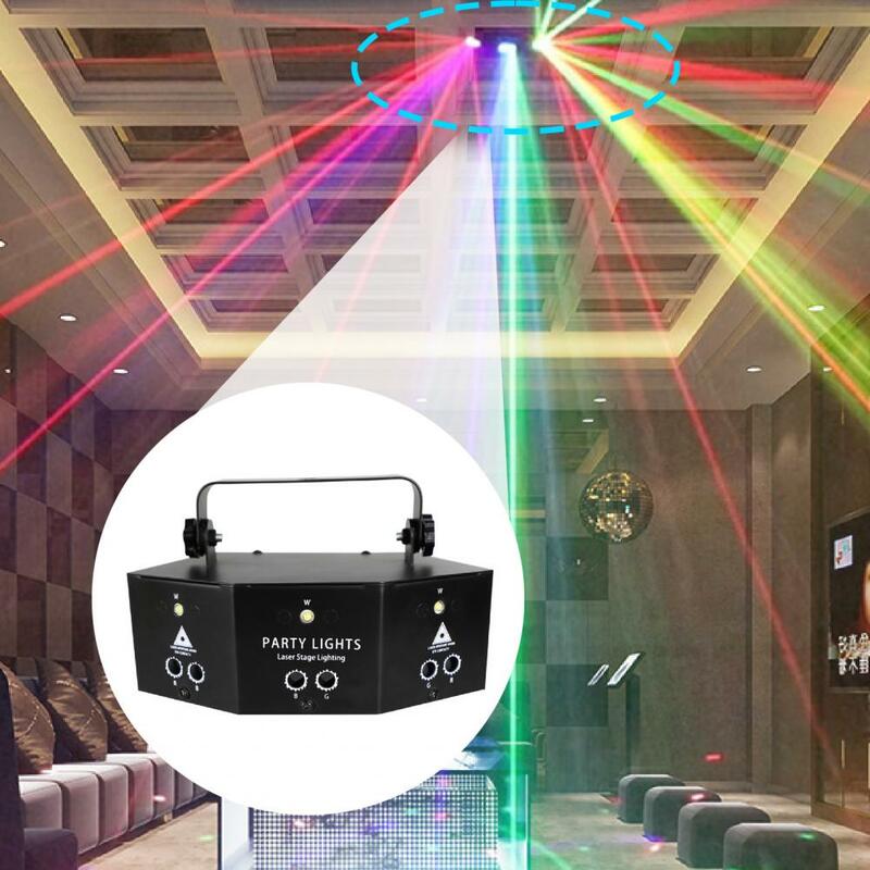 Lampu disko Premium, lampu pesta efisien fungsi memori presisi tinggi 9 mata lampu panggung proyeksi pesta