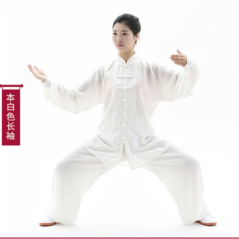 Traditional Chinese Clothes Men Women Adult Tai Chi Kung Fu Uniform Cotton Plus Silk Arts Performance Practice Clothes Wushu2839