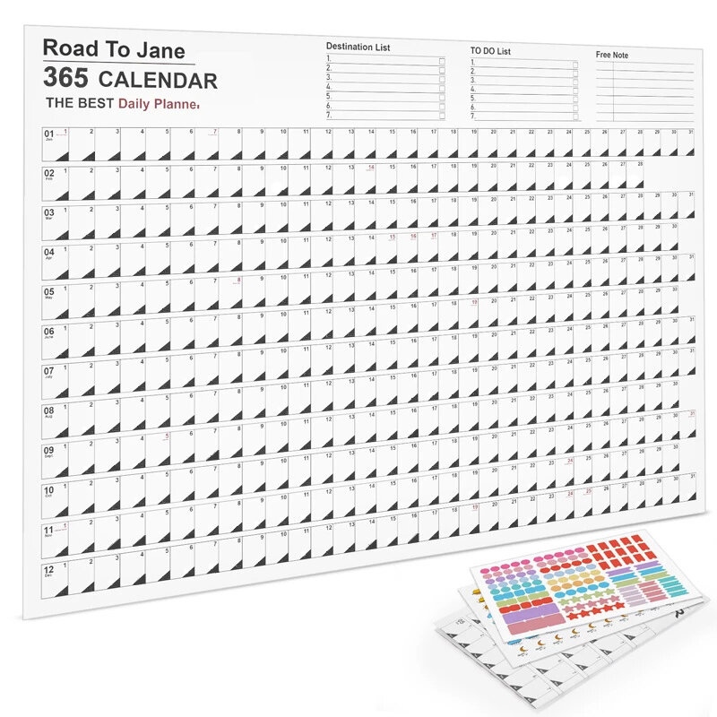 Arkusz kalendarz planer 2023 2024 wiszących kalendarz ścienny rocznego dziennego harmonogramu, aby wyświetlić listę biura organizatora rocznego planu planowania