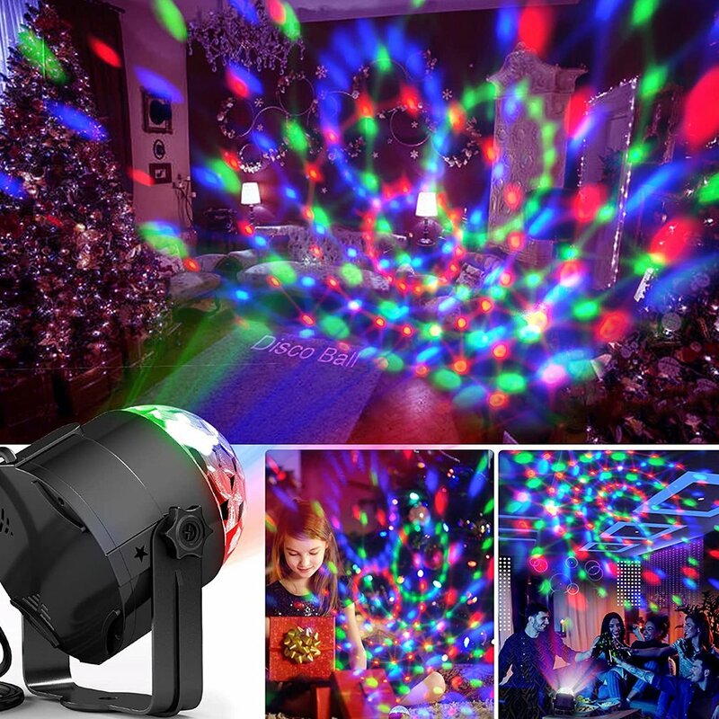 أضواء RGB ديسكو الكرة الطرف ، ضوء المرحلة القوية ، جهاز التحكم عن بعد ، حفلة منزلية ، مصباح جو لشريط ، الرقص ، موسيقى السيارات ، 7 ألوان