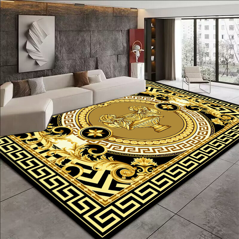 Europa und Amerika Luxus Teppich für Wohnzimmer Dekor luxuriöse goldene Salon Sofa Seite großflächigen Teppich wasch bare Dekoration Matten