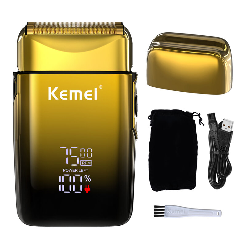 Kemei Cruc10-Rasoir électrique aste avec écran d'affichage LED pour hommes, rasoir à barbe, rasage de tête chauve, nouveau