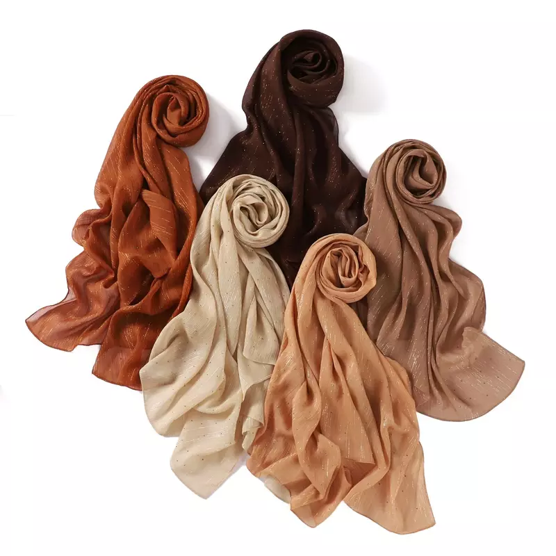 Блестящие шикарные мусульманские хиджабы модный однотонный пузырьковый шифоновый шарф Высококачественная шаль шарфы серебряные гофрированные женские головные шарфы