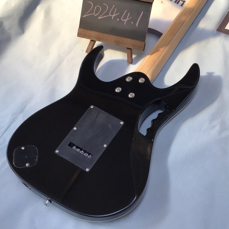 Guitarra eléctrica de caoba negra, cuerpo festoneado de palisandro, tamaño Universal, envío gratis en Stock, envío inmediato