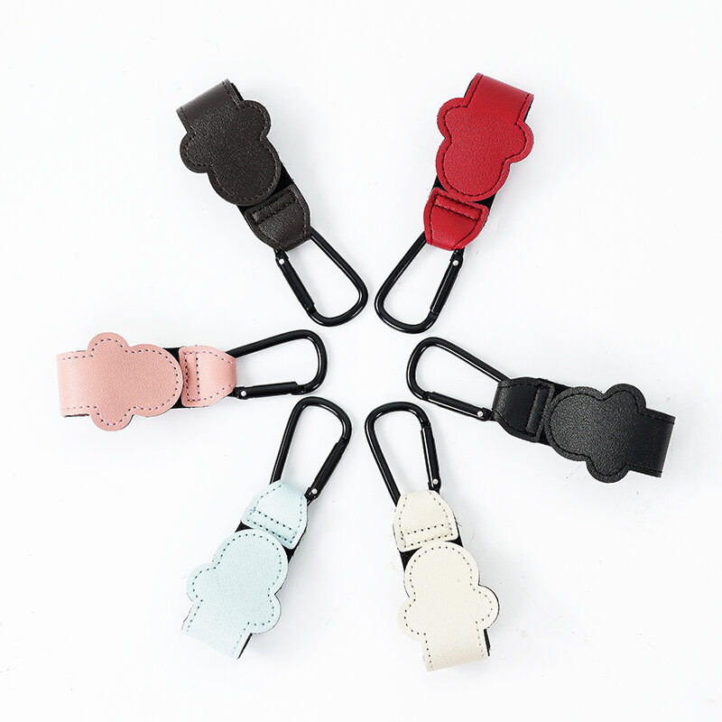 3 Pcs Stroller Accessories Storage Hook Leather Adjustable Ears Shape Stable Hanging Buckle Popular High Quality Parenting
