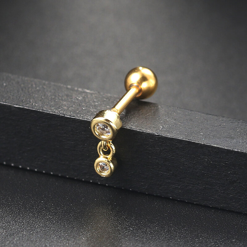 Daith anting-anting tindik cincin telinga untuk wanita perhiasan 2024 1 buah warna emas bintang ular Tragus Helix Septum tulang rawan baja tahan karat