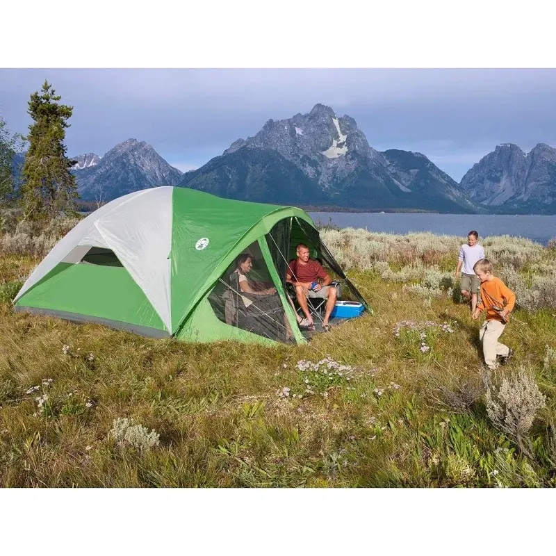 Coleman Evanston Screened Camping Tent, 6/8 Person Weatherproof Tent with Roomy Interior Includes Rainfly, Carry Bag, Easy Setup
