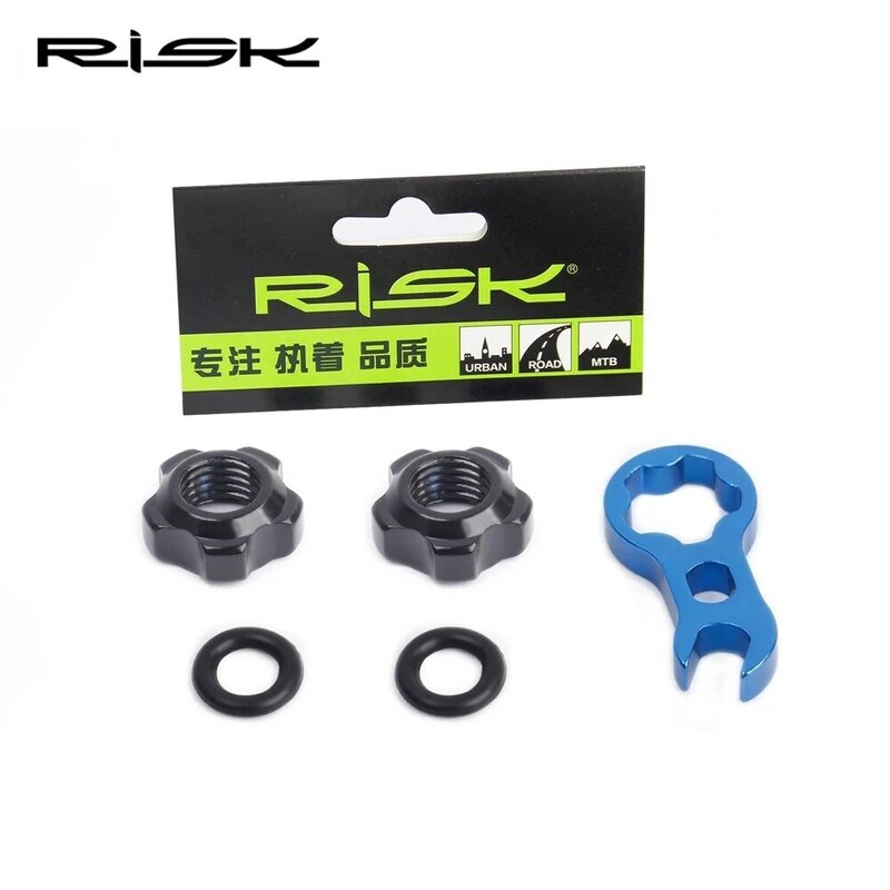 RISK-tuerca de válvula para bicicleta de carretera, llave de núcleo de válvula 3 en 1, arandela impermeable, tapas de protección de válvula Presta de aluminio para bicicleta de montaña