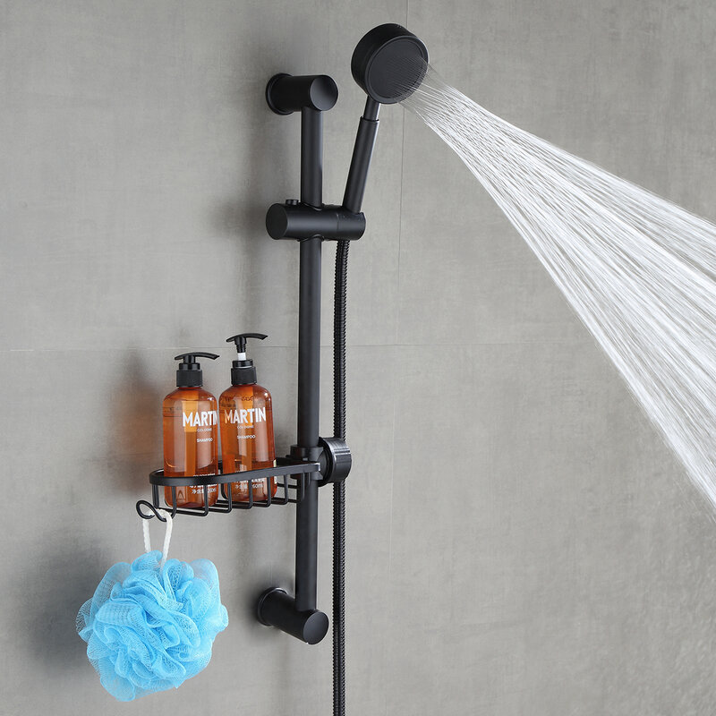 Barra de ducha ajustable, barra de elevación con estante de ducha, columna de ducha, sistema deslizante