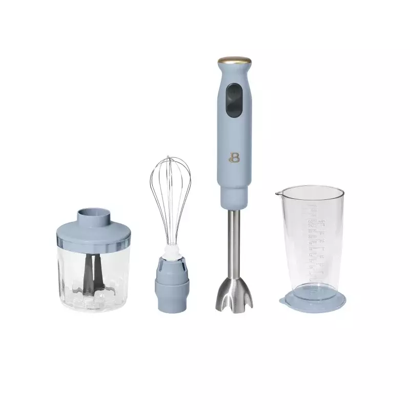Beautiful 2-Speed Immersion Blender with Chopper & Measuring Cup, Cornflower Blue by Drew Barrymore