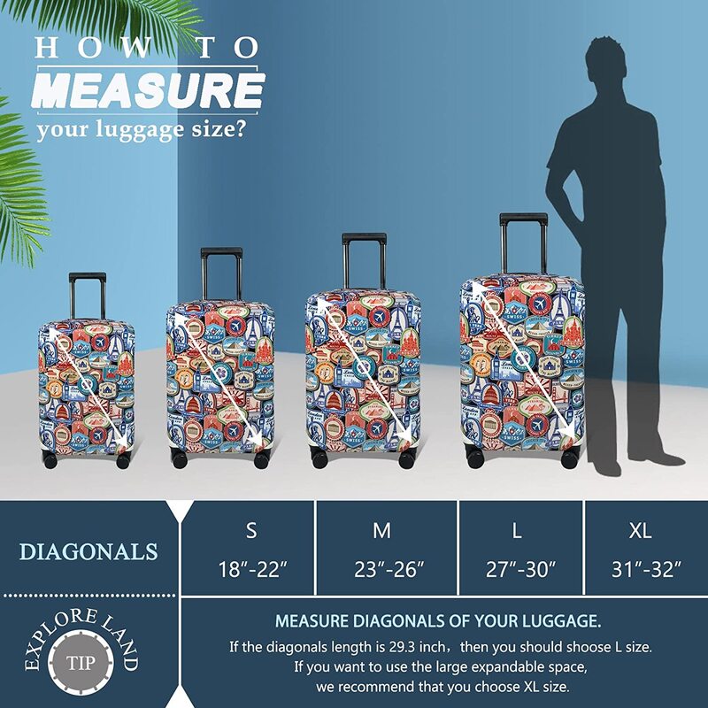 Landmark naklejka pokrowiec na bagaż podróżny walizka Protector pasuje do bagażu 18-32 Cal