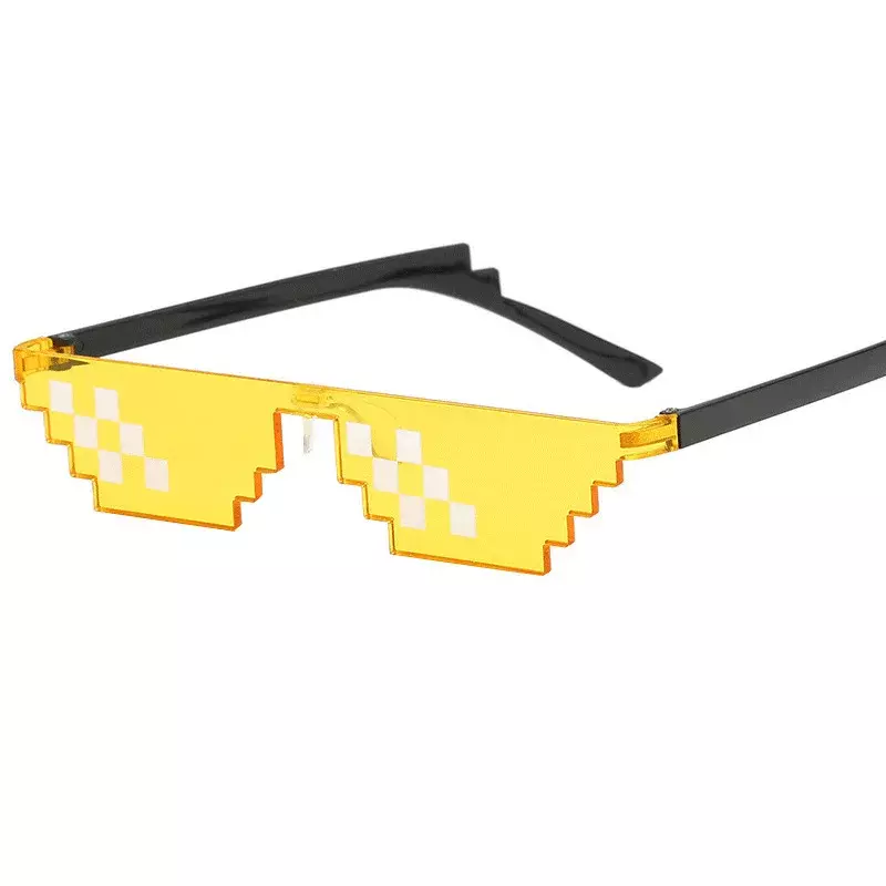 Nice Thug Life Mosaic Glasses Lady Sunglasses for Mens Womens 8 Bit Coding Pixel Trendy Cool Vintage Shades Eyewear 2022