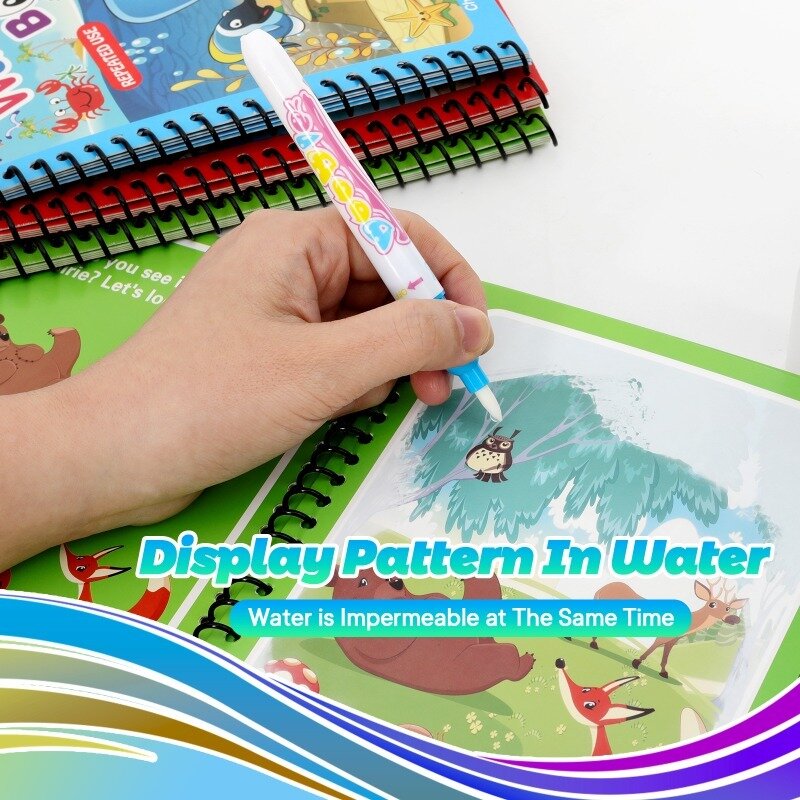 Libros de dibujo de agua mágica para niños, libros para colorear, juguetes de pintura, Natal, Ano Novo, presentante, Ano Novo