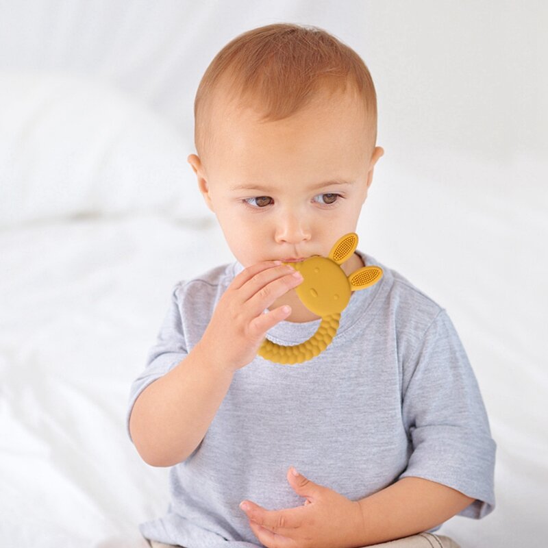 1pc Baby Silicone massaggiagengive Cartoon Rabbit roditore anello per la dentizione accessori fai da te per uso alimentare dentizione giocattoli molari giocattolo sonaglio infantile