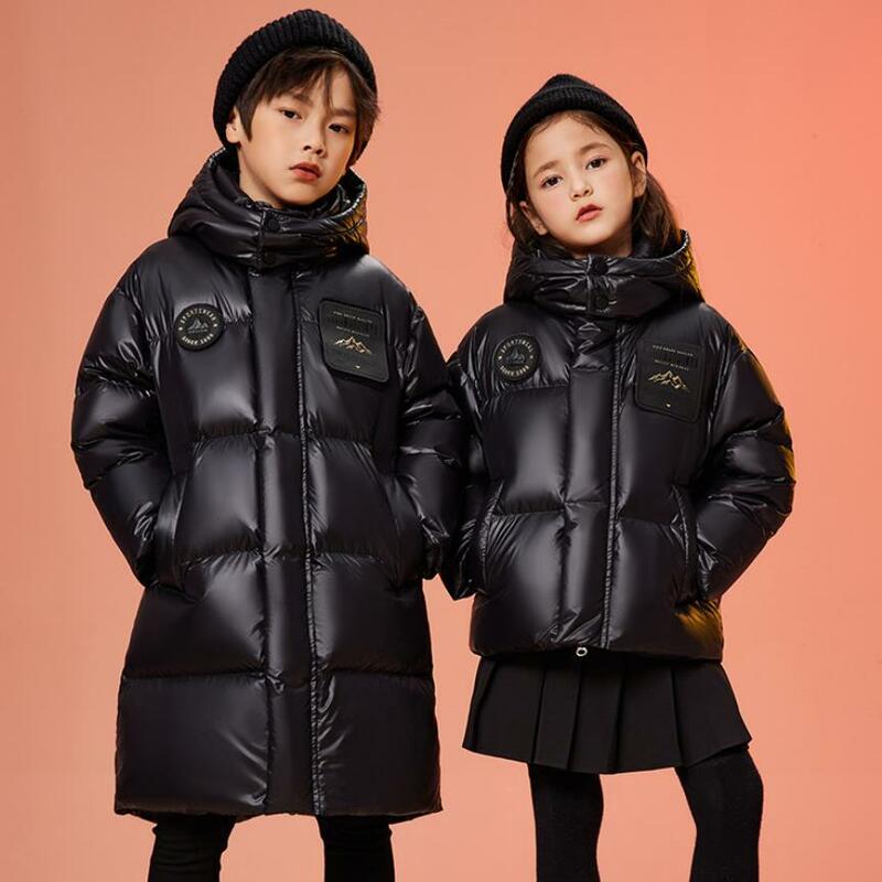 Russia Winter High Quality Thicker Down Jacket Children Hooded Black White Duck Down Outerwear Girl And Boys Down Coats -30 1215