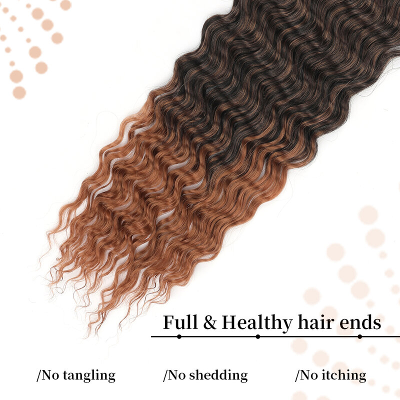 Gelombang laut Crochet rambut 22 inci panjang gelombang dalam keriting mengepang rambut lembut sintetis keriting Crochet rambut untuk wanita