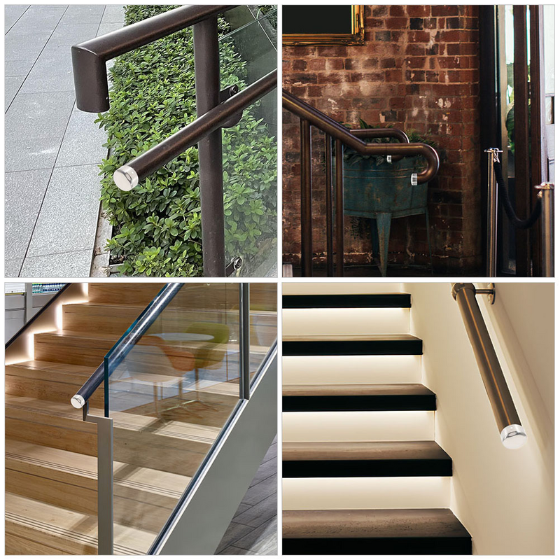 Round Handrail End Plug Caps, Stair Handrail Aço Inoxidável, Plugues para Wood Rail