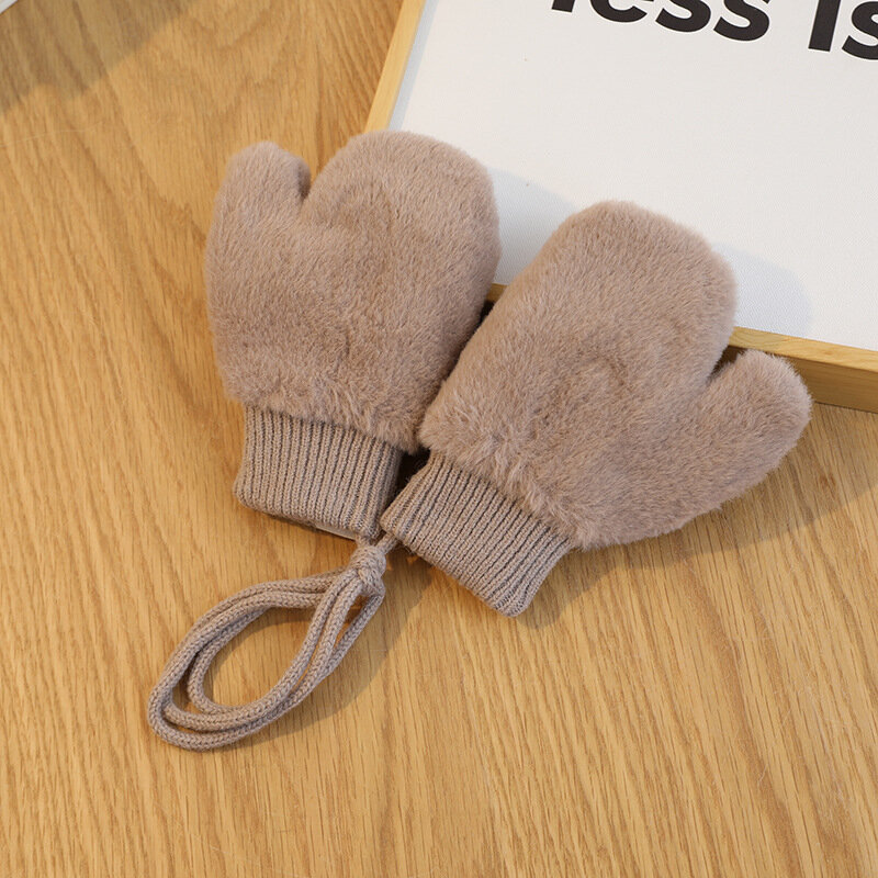 Winter Gloves for Kids Simplicity Solid Color Series Baby Mittens for Newborn Thicken Rabbit Plush Warm Accessories for Kids