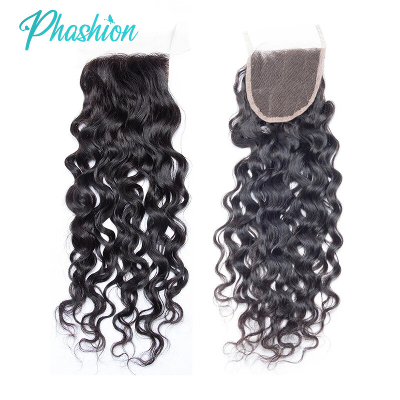 Phashion-onda de agua 13x4, encaje Frontal y HD, 4x4 suizo cierre transparente, cabello humano Remy brasileño predespuntado para mujeres negras