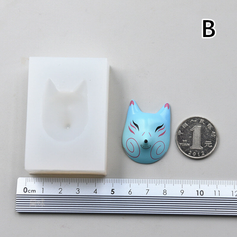 Cetakan silikon lem UV Resin epoksi DIY cetakan tanah liat masker rubah untuk gantungan kunci perlengkapan Aksesori perhiasan