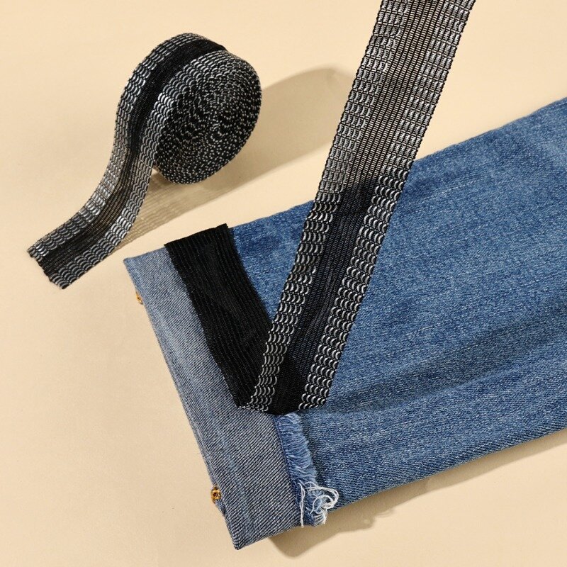 1-5m pita Hem baru untuk celana Jeans reparasi celana berperekat besi Tempel pada celana tepi pendek perekat celana mulut