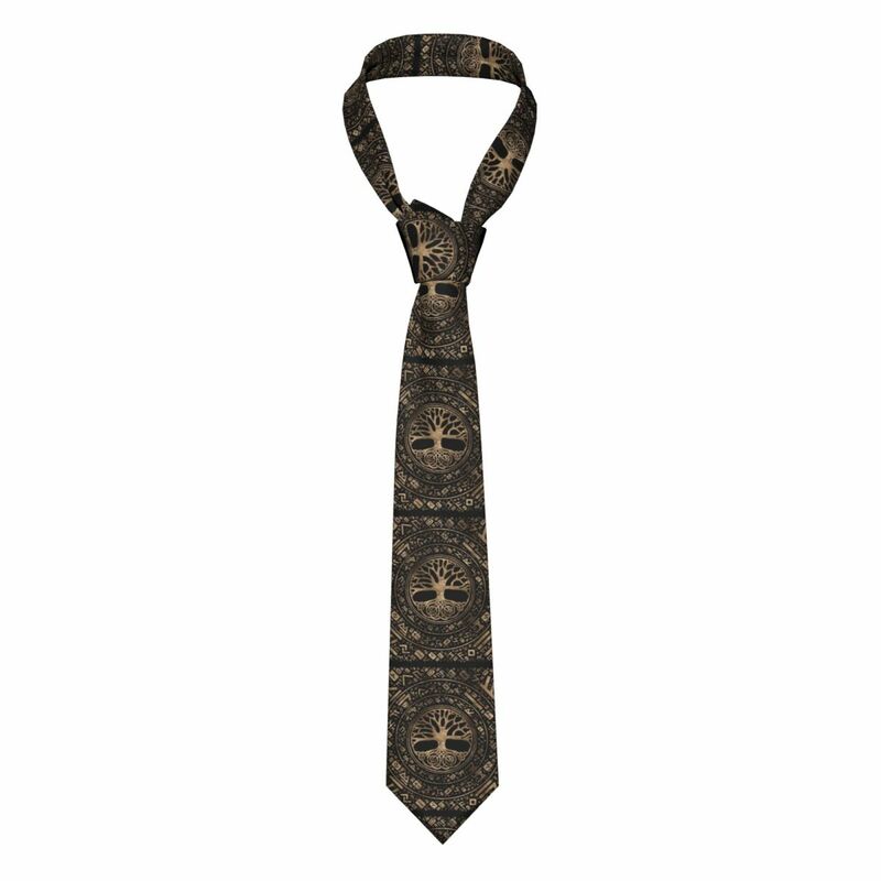 Gravata formal para homens, Árvore da Vida, Yggdrasil, padrão rúnico, seda personalizada, símbolo nórdico viking, gravata no pescoço do escritório