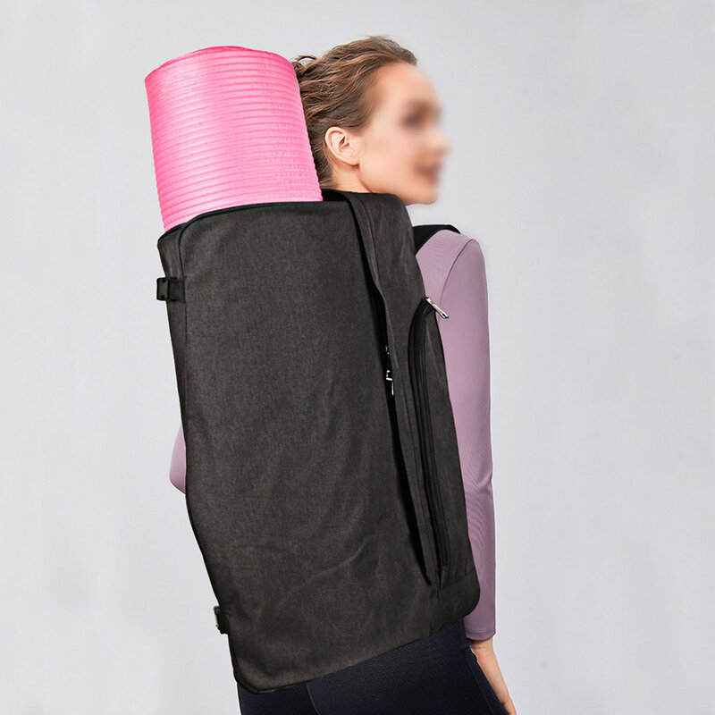 Yoga Mat Storage Bag com alça ajustável, mochila de grande capacidade, preto, cinza, ginásio, 50x22,5x14cm, 1pc