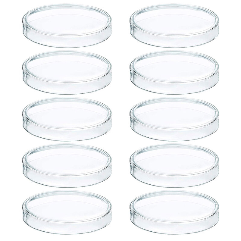 10pcs 60mm Disposable Plastic Glass Mushroom Cell Tissue Petri Plates With Lid Laboratory Equipment Culture Dish