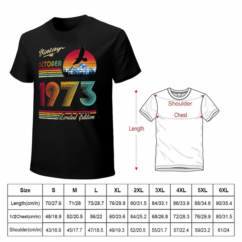 Oktober 1973 koszulka urodzinowa estetyczna odzież celna slim fit t-shirty dla mężczyzn